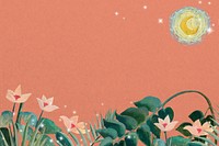 Henri Rousseau's flower background, salmon pink border background, remixed by rawpixel