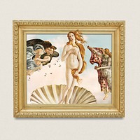 Botticelli's the Birth of Venus in gold picture frame, remixed by rawpixel