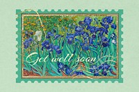 Get well soon postage stamp. Vincent van Gogh art remixed by rawpixel.