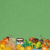 Vintage famous painting, fruit border, remixed by rawpixel