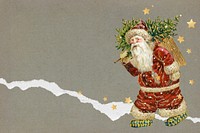 Festive Santa Claus background, ripped paper textured design