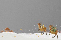 Christmas reindeers aesthetic background, gray paper textured design