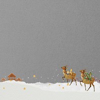 Christmas reindeers aesthetic background, gray paper textured design