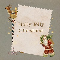 Holly Jolly Christmas, festive greeting paper collage