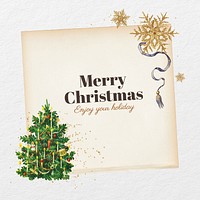 Merry Christmas greeting, vintage festive note