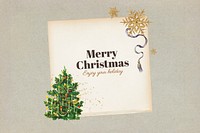 Merry Christmas greeting, vintage festive note