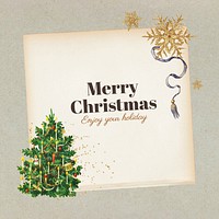 Merry Christmas greeting, vintage festive note