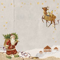 Santa Claus frame background, Christmas festive paper collage