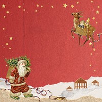 Santa Claus frame background, Christmas festive paper collage