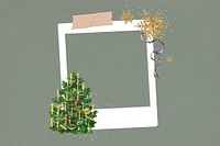 Christmas tree frame, instant photo film collage design