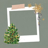 Christmas tree frame, instant photo film collage design