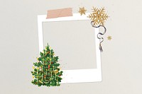Christmas tree frame, instant photo film collage design