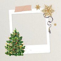 Christmas tree frame, instant photo film collage design