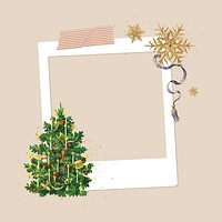 Christmas tree frame, instant photo film collage design