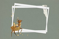 Christmas reindeer frame, instant photo film collage design