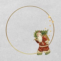 Santa Claus frame, gold circle shape 