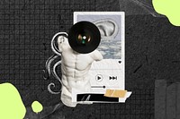 Greek God statue background, music collage