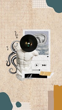 Greek God statue iPhone wallpaper, music collage