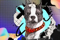 Abstract Bulldog pet background, animal paper collage