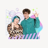 Cute couple, creative pastel holographic remix