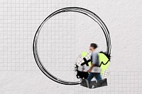 Aesthetic round frame, lifestyle collage element