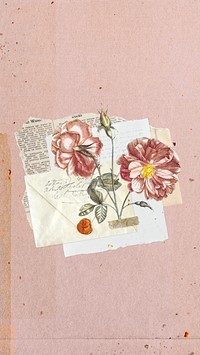 Vintage floral mobile wallpaper, collage remix design