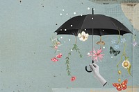 Environmental conservation umbrella, collage remix design