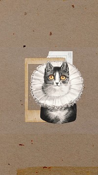 Vintage cat iPhone wallpaper, animal collage art