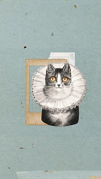 Vintage cat iPhone wallpaper, animal collage art