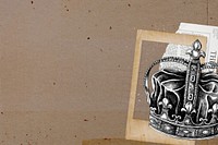 Vintage crown background, paper collage art