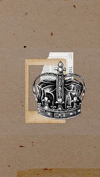 Vintage crown iPhone wallpaper, paper collage art