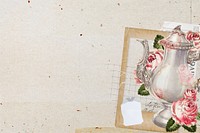 Vintage floral teapot, collage remix design
