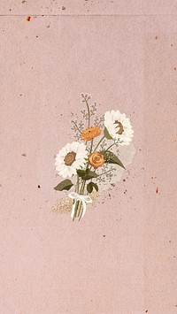 Flower bouquet mobile wallpaper, collage remix design