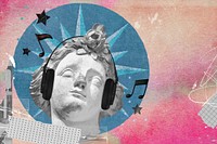 Music lover aesthetic background, Greek God sculpture