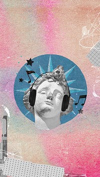 Music lover aesthetic phone wallpaper, Greek God sculpture