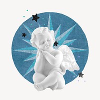 Ephemera cherub statue, aesthetic collage element