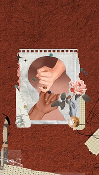 Diverse pinky promise iPhone wallpaper, creative paper collage