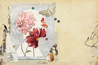 Aesthetic dahlia flower background, paper collage