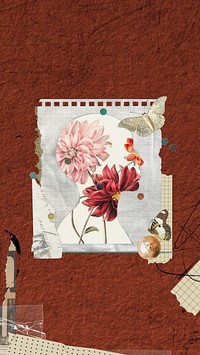 Aesthetic dahlia flower mobile wallpaper, paper collage background