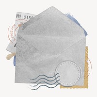Vintage open envelope, paper collage