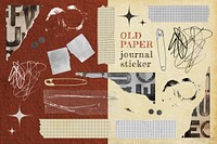 Old paper, journal collage element set