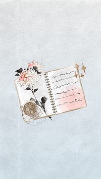 Flower journal aesthetic mobile wallpaper, paper collage background