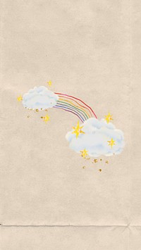 Sparkly rainbow clouds phone wallpaper, weather collage