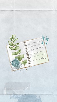 Botanical journal aesthetic mobile wallpaper, paper collage background