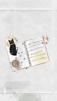 Cat journal aesthetic mobile wallpaper, paper collage background