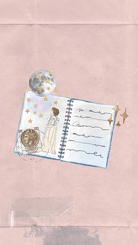 Astronomy journal aesthetic mobile wallpaper, paper collage background