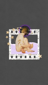 Naked woman aesthetic phone wallpaper, instant photo film collage