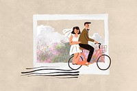 Married couple aesthetic background, instant photo film collage
