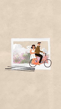 Married couple aesthetic phone wallpaper, instant photo film collage