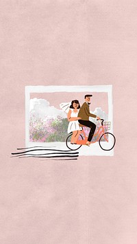 Married couple aesthetic phone wallpaper, instant photo film collage